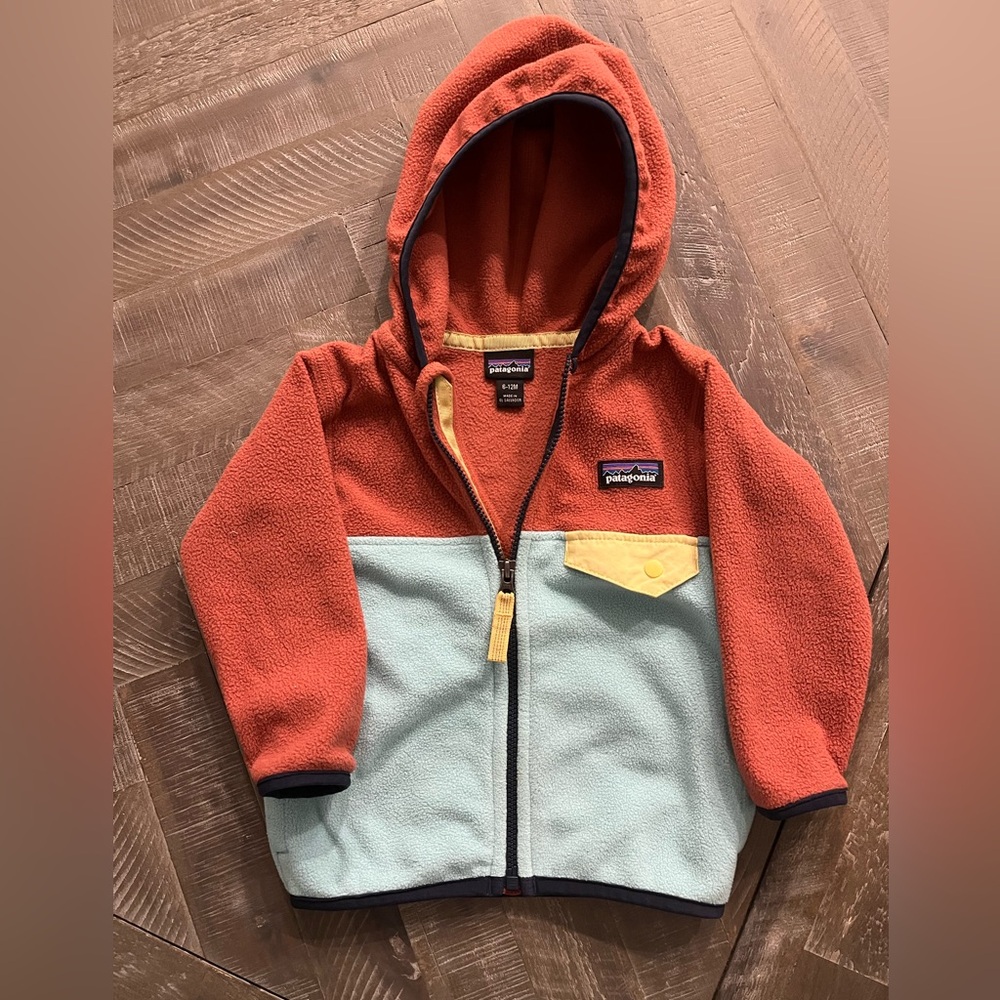 Patagonia Kids' Colorblock Fleece Hoodie - Red, Yellow, and Green
